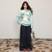 Retro Starfish Crewneck Knit Sweater for Women, Winter Loose High-End Innerwear Top
