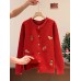 Round Neck Knit Cardigan for Women Cartoon Embroidery Sweater Coat Round Neck Knit Cardigan for Women Cartoon Embroidery Sweater Coat