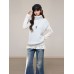 Style Two-Piece Set Sleeveless Layered Cardigan High Neck Sweater Women  Inner Wear Lace Hem Long Sleeve Top