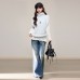 Style Two-Piece Set Sleeveless Layered Cardigan High Neck Sweater Women  Inner Wear Lace Hem Long Sleeve Top