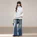 Style Two-Piece Set Sleeveless Layered Cardigan High Neck Sweater Women  Inner Wear Lace Hem Long Sleeve Top