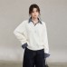 Style False Two-Piece Plaid Patchwork Knit Sweater Women's Loose Lazy Feel Outerwear