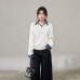 Style False Two-Piece Plaid Patchwork Knit Sweater Women's Loose Lazy Feel Outerwear