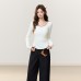 Elegant Pure Desire Style U-Neck Color Dot Knitted Long Sleeve Women's Fitted Innerwear Top Elegant Pure Desire Style U-Neck Color Dot Knitted Long Sleeve Women's Fitted Innerwear Top