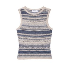 Striped texture knit sleeveless