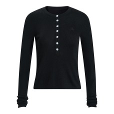 Women's Slim Fit Lightweight Button-Down Half Placket Crewneck Solid Color Casual Women's Slim Fit Lightweight Button-Down Half Placket Crewneck Solid Color Casual