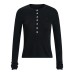 Women's Slim Fit Lightweight Button-Down Half Placket Crewneck Solid Color Casual