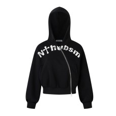 Letter Print Personality Side Zipper Hoodie Casual Design Street Hip-Hop Hooded Sweatshirt Jacket Letter Print Personality Side Zipper Hoodie Casual Design Street Hip-Hop Hooded Sweatshirt Jacket