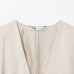 Linen blend double breasted bow decorated shirt