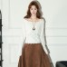 Elegant Knitted Crop Top Women Delicate Lace Long Sleeve Camisole Two-Piece Set