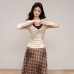 V-neck Knit Long Sleeve Top for Women, Layering Strapless Camisole Two-Piece Set V-neck Knit Long Sleeve Top for Women, Layering Strapless Camisole Two-Piece Set