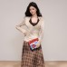 V-neck Knit Long Sleeve Top for Women, Layering Strapless Camisole Two-Piece Set V-neck Knit Long Sleeve Top for Women, Layering Strapless Camisole Two-Piece Set