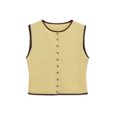Street style patchwork round neck sleeveless knitted top