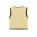 Street style patchwork round neck sleeveless knitted top Street style patchwork round neck sleeveless knitted top