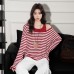 Stripe Long Sleeve Knit Women's Slim Fit Cami Inner Layer Two-Piece Set Top