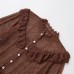 Black fungus edge collar hollowed out woven top
