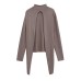 Hot Girl Knitted Back Knot Top Women's Wear