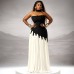 Fashionable Open-back Strapless Dress Set with Ribbon and Split Design for Women