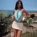 Fashion Style Metal Button Tie-Back Backless Cut-Out Solid Color Top