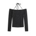 Off-the-Shoulder Neck Long Sleeve T-Shirt Casual Basic Top 