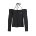 Off-the-Shoulder Neck Long Sleeve T-Shirt Casual Basic Top 