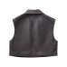 Imitation leather short vest