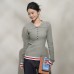 Color-block Spliced Long Sleeve Knit Top for Women