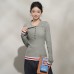 Color-block Spliced Long Sleeve Knit Top for Women