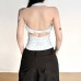 Sweet ampSpicy Style Off-Shoulder Polka Dot Strap Backless Fitted Short Top for Women