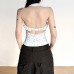 Sweet ampSpicy Style Off-Shoulder Polka Dot Strap Backless Fitted Short Top for Women