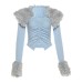 Fashion V-Neck Pleated Waist-Cinched Irregular Hem Fitted Slimming Top