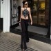 Fashion dot pattern halter triangle backless strap top for women