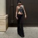 Fashion dot pattern halter triangle backless strap top for women