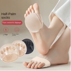 High Heel Shoe Half Sole Sock Forefoot Pad Half Size Insert Women Silicone Forefoot Pad Invisible Sock Anti-Slip Anti-Friction Shallow Mouth