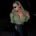 Creative Cross V-Neck Fitted Crop Top Long Sleeve Women's Top