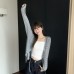 Vintage Stripe Thin Strap Long Sleeve Top for Women