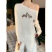 Chic Printed Off-Shoulder Long Sleeve Top for Women
