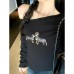 Chic Printed Off-Shoulder Long Sleeve Top for Women