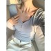 Blue Collar Long Sleeve Knitwear Women's Design Sense Button Slim Fit Inner Wear Blue Collar Long Sleeve Knitwear Women's Design Sense Button Slim Fit Inner Wear