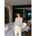 Blue Collar Long Sleeve Knitwear Women's Design Sense Button Slim Fit Inner Wear Blue Collar Long Sleeve Knitwear Women's Design Sense Button Slim Fit Inner Wear