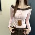 One Shoulder Long Sleeve Top for Women