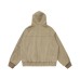 Distressed Snap Button Hoodie Jacket Winter Clean Fit Silhouette Short Coat