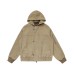 Distressed Snap Button Hoodie Jacket Winter Clean Fit Silhouette Short Coat