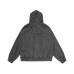 Distressed Snap Button Hoodie Jacket Winter Clean Fit Silhouette Short Coat