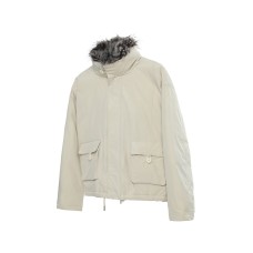 Faux Fur Collar Thickened Clean Fit Parka Cotton Coat Winter Loose Couple Warm Cotton Jacket