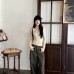 Green Collar Long Sleeve Shirt for Women