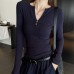 Green Collar Long Sleeve Shirt for Women