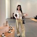 Gray Striped Tie Mock Two-Piece Long Sleeve Shirt for Women