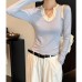 Chic Blue Long Sleeve Top for Women Unique Design