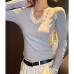 Chic Blue Long Sleeve Top for Women Unique Design